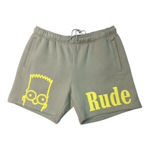 Sz 2xl Bart Rude Men's tan Shorts with Yellow Graphic